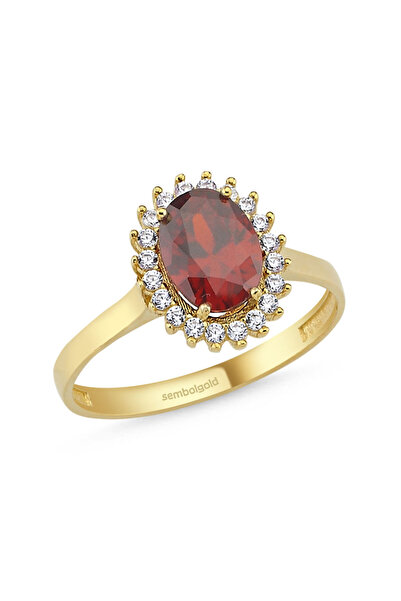Sembol Gold Anturaj Altın Yüzük Kuwars Topaz Taşlı