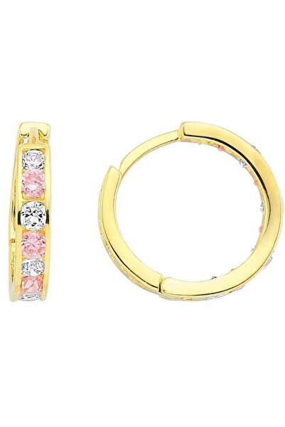 Sembol Gold Çocuk Küpesi Halka 14K Altın Pembe