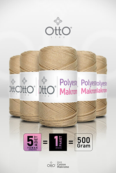 Otto Macrame din poliester - Bej - Pachet de 5 bucăți - 2mm/100gr/100m - Șnur...