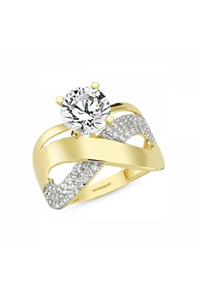 Sembol Gold Altın Tektaş Alyans Yüzük Sonsuz Tasarım