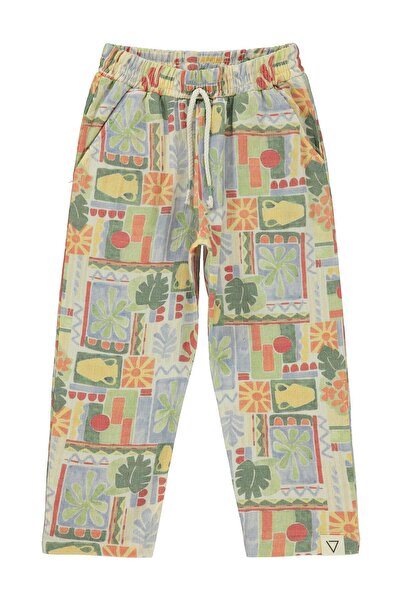 Civil Boys Pantaloni Kendiri cu model pentru copii 6-9 ani - Ecru