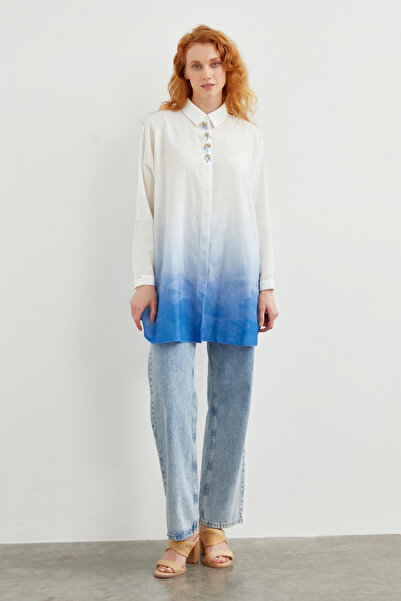 Zühre Sırt Detaylı Gömlek Mavi Bluz/Gömlek 0053