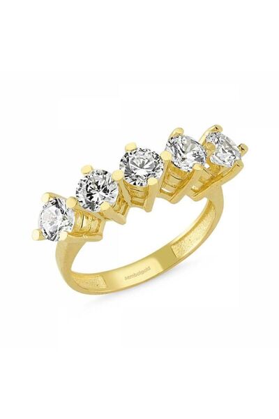 Sembol Gold Altın 5 Taş Yüzük Taşlı