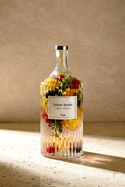 Perotti Viking 1000 ml Cam Şişe ve Yağlık Silver Kapaklı Çift Kapaklı