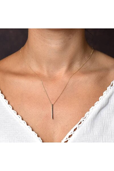 Sembol Gold Çubuk Altın Kolye 2,5 cm