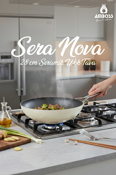 Amboss Sera Nova Fireproof Non-Stick Ceramic Wok Pan 28 cm – White