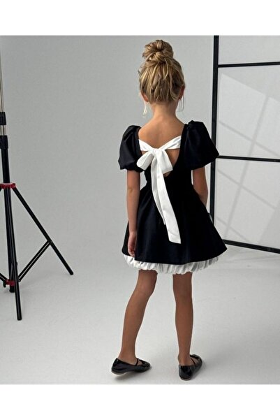 Genel Markalar Laciel Kurdeleli Siyah Keten Elbise