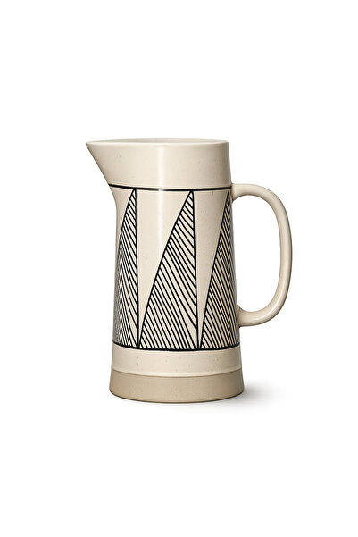 Warm Design Kabartmalı Siyah Beyaz Porselen Sürahi