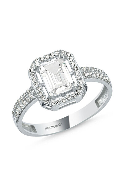 Sembol Gold Baget Beyaz Altın Tektaş Yüzük 1,50 Karat