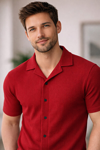 WE AND ME Erkek Kısa Kollu Polo Yaka Düğmeli Gömlek Slim Fit Günlük Triko Üst