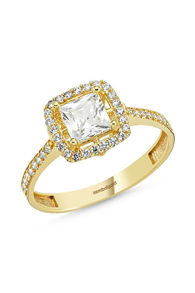 Sembol Gold Baget Sarı Altın Tektaş Yüzük 0.80 Karat