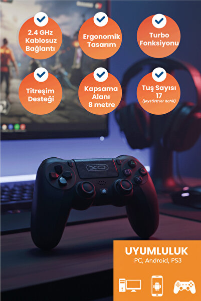 Xo GP4 2.4G Wireless Kablosuz Pilli Analoglu 2 Adet Oyun Kolu