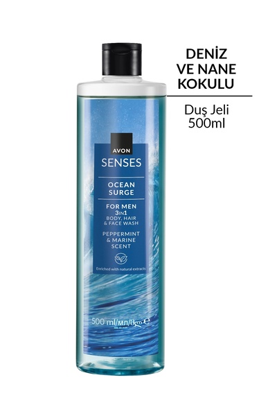 AVON Senses Ocean Surge Nane ve Deniz Kokulu Saç ve Vücut için Erkek Duş Jeli...