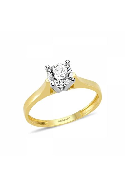 Sembol Gold Altın Tektaş Yüzük 4 Tırnaklı Model