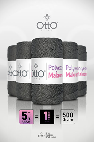 Otto Polyester Makrome - Koyu Gri - 5'li Paket - 2mm/100gr/100m - Aksesuar ve...