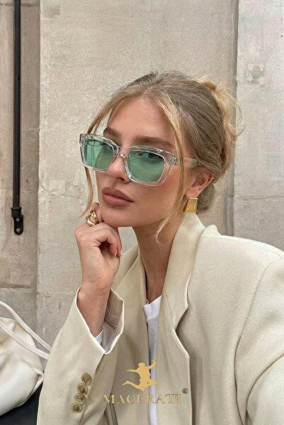 MACERATİ نظارات شمسية للجنسين من Loya شفافة خضراء مربعة الشكل خفيفة للغاية مع...