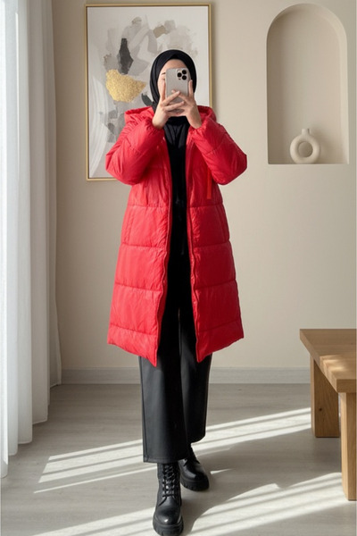 HİJABAYA Kaput sa kapuljačom, čipkastim detaljima i patentnim zatvaračem Punjen