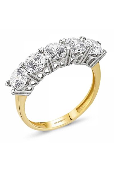 Sembol Gold 14 Ayar (585) Sarı Altın 5 Taş Yüzük