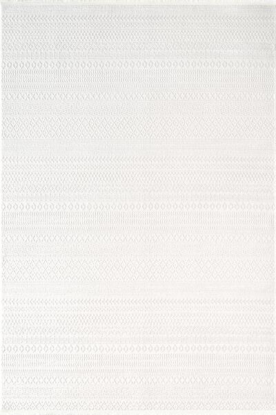 Karmen Halı Jade JD015W Beyaz Halı İskandinav Desen Triko Akrilik Pamuk Taban...