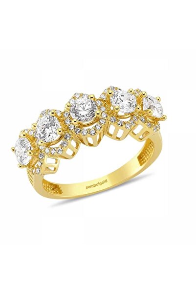 Sembol Gold Altın 5 Taş Yüzük Özel Tasarım