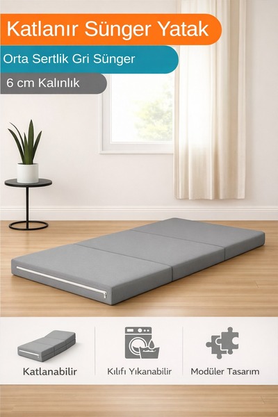 Dizanor Katlanır Micro Cotton Sünger Yer Yatağı ve Minderi 6 cm 18 DNS Orta S...