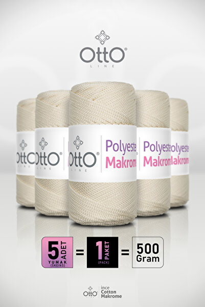 Otto Polyester Makrome - Ekru - 5'li Paket - 2mm/100gr/100m - Aksesuar ve Çan...