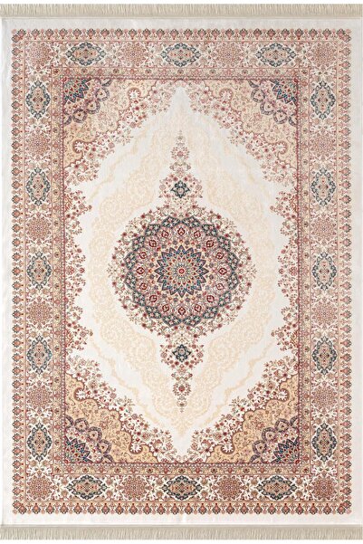 Karmen Halı Imperial Luxe IL004R Krem Çerçeveli Göbekli Halı Klasik Desen 100...