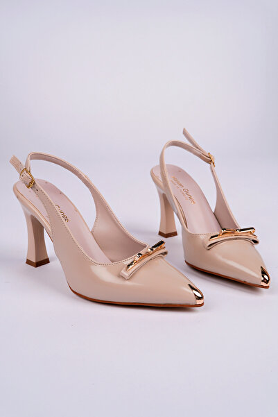 RoseVeno Γυναικεία δερμάτινα λουστρίνια παπούτσια με χρυσή αγκράφα και λεπτομ...