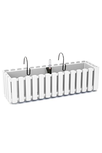 Prosperplast Jardiniera decorativa, suport metalic, sistem irigare, alb, 58x1...