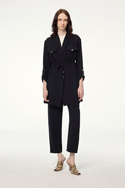 Zühre Cep Detaylı Üçlü Kombin Siyah Takım 1212