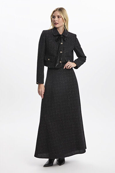 Zühre Tweed Desenli Ikili Siyah Takım 1373