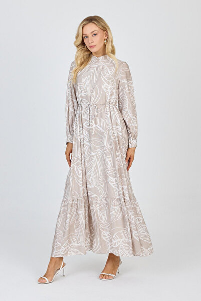 Zühre فستان هاكيم ياكا بتصميم أوراق الشجر باللون الرمادي 0482