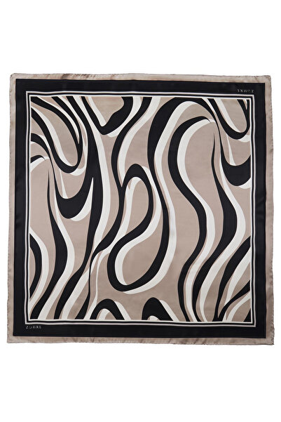 Zühre Wave Patterned Silk/Satin V13 Scarf 0092