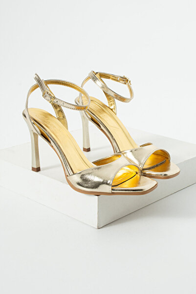 HVZ Exclusive Pantofi cu toc și vârf rotund pentru femei, aurii, pentru promi...