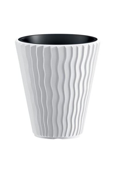 Prosperplast Ghiveci decorativ de flori, rotund, alb, 29.7x33 cm, Sandy