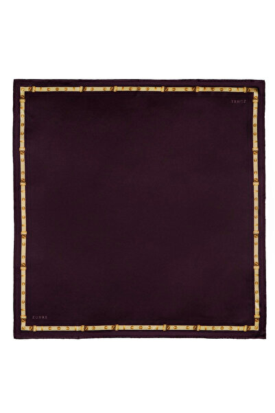 Zühre وشاح حرير تويلي بتفاصيل على الحواف V22 0104