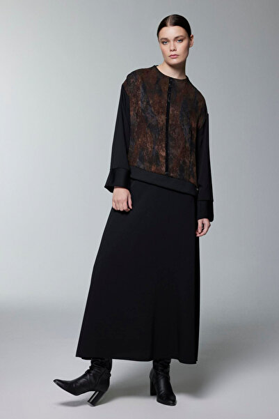 Zühre Desenli Şerit Detaylı Ikili Kahve Takım 1725