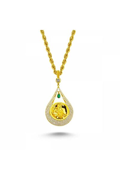 Sembol Gold Altın Osmanlı Tugralı Taşlı Kolye
