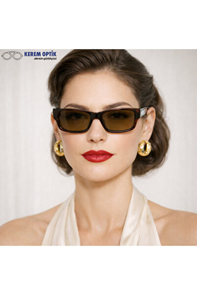 CALDİNİ Kadın Kahverengi Kemik Polarize Retro Güneş Gözlüğü Cs007 C16