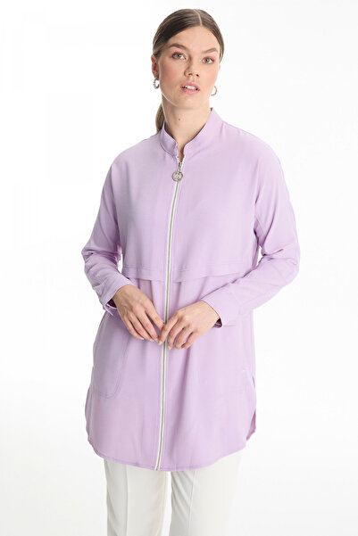 Zühre Fermuarlı Hakim Yaka Lavanta Ceket 0130