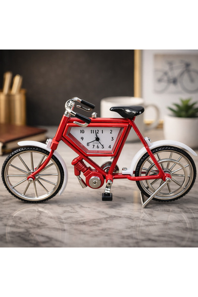esdekor Kırmızı Bisiklet Masa Saat Aksesuar Japon Çinko Aksesuar Tasarım Şık ...