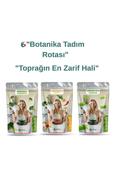 Belu Gıda Atölyesi Botanika Serisi Çorba Seti 3 Paket x 60 Gram Pestisit ve A...