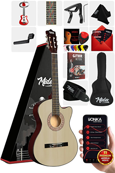 Midex CG-395NT Natural Renk Kesik Klasik Gitar 4/4 Yetişkin Boy Sap Ayarlı Fu...