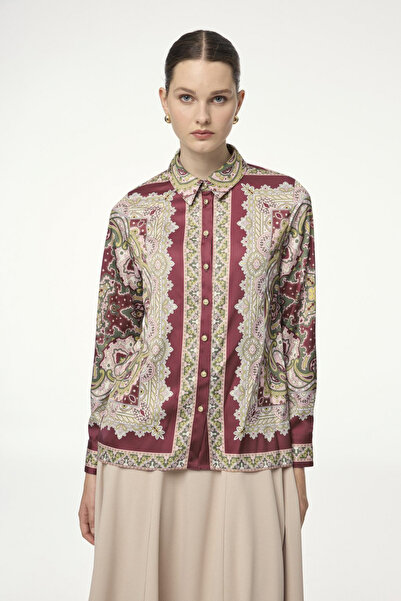Zühre Блуза/риза с етнически мотиви, бордо 0099