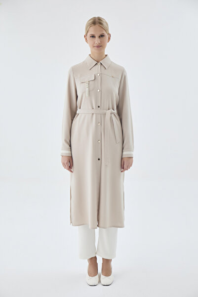 Zühre Cep Detaylı Kuşaklı Giy Çık Bej 0247