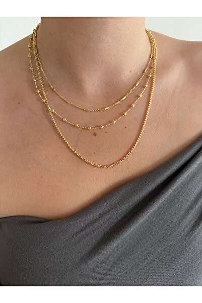 Charmist Çelik 3 lü zincir kombin kolye