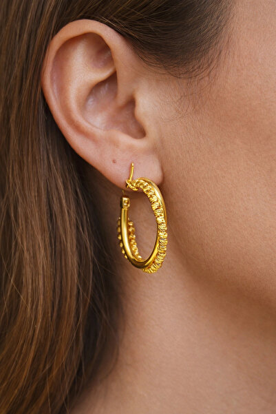 REDMOON GOLD 14 Ayar Altın Dorikalı Halka Küpe 3.24GR KPE9940