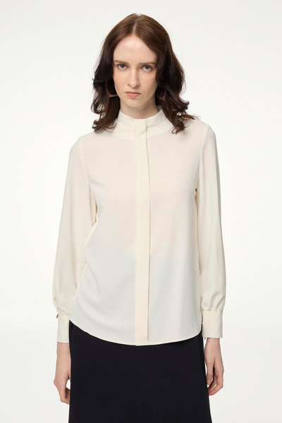 Zühre Блузка з високим коміром і смужками Екрю Блузка/Сорочка 0139