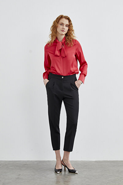 Zühre Yüksek Bel Kumaş Siyah Pantolon 0200