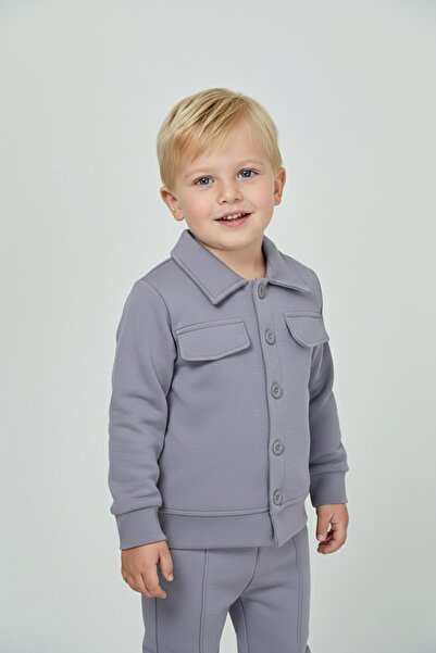 zubi baby & kids wear Gray Colored Jacket-Looking Boys' Set (6-9 Years)